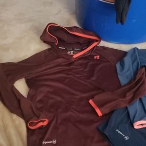 Two shirts, long sleeve, hooded shirts,